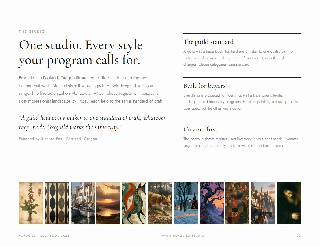 Lookbook page: the studio